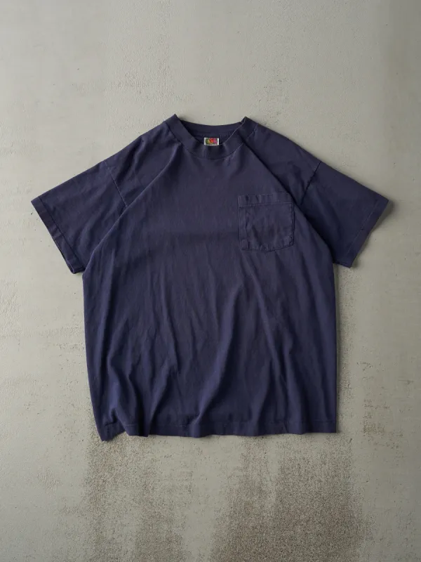 Vintage 90s Navy Blue Single Stitch Pocket Tee (M/L) sold by Rebalance Vintage