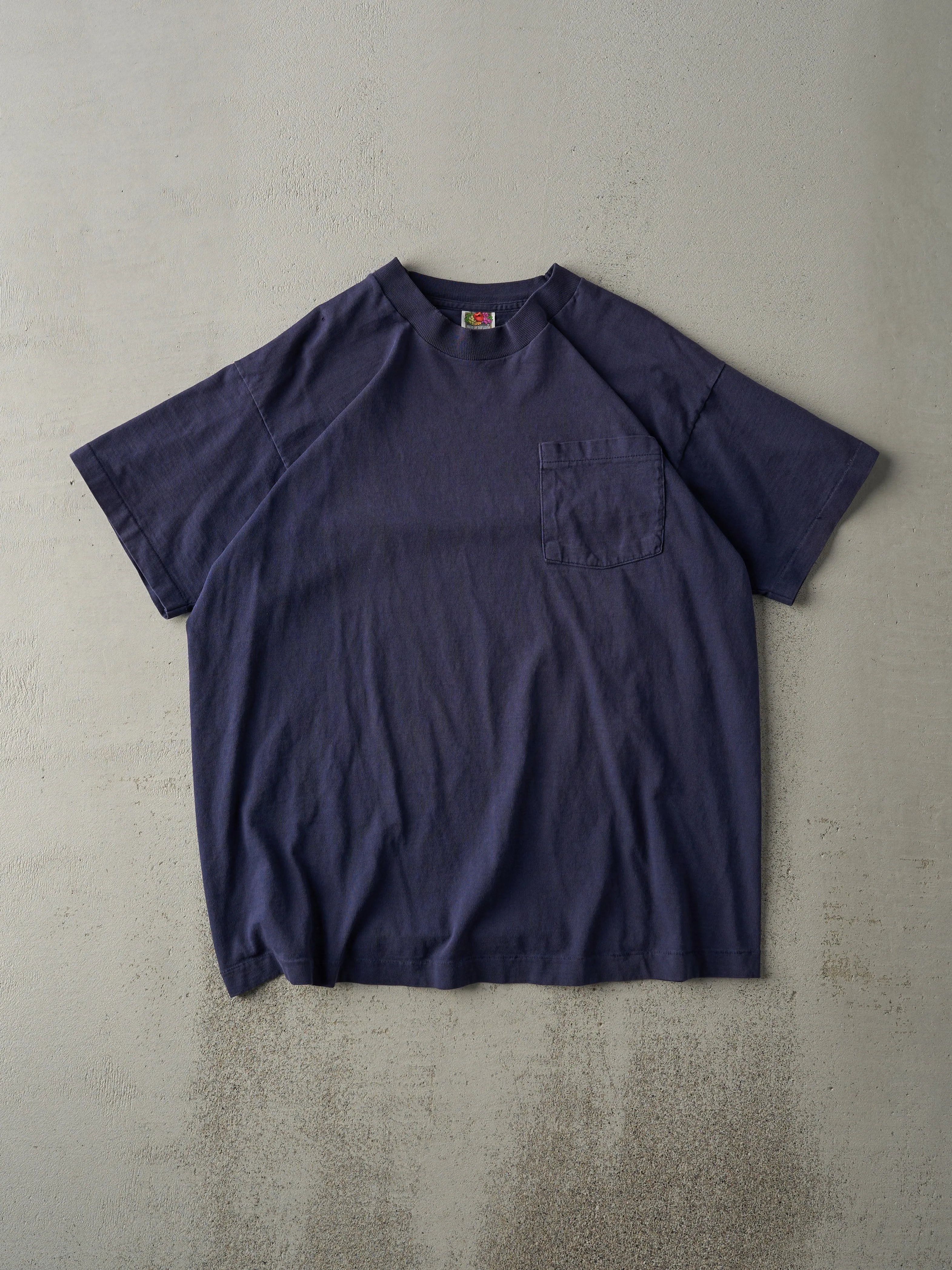 Vintage 90s Navy Blue Single Stitch Pocket Tee (M/L) sold by Rebalance Vintage