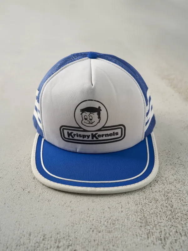 Vintage 80s Blue & White Krispy Kernels Foam Trucker Hat sold by Rebalance Vintage