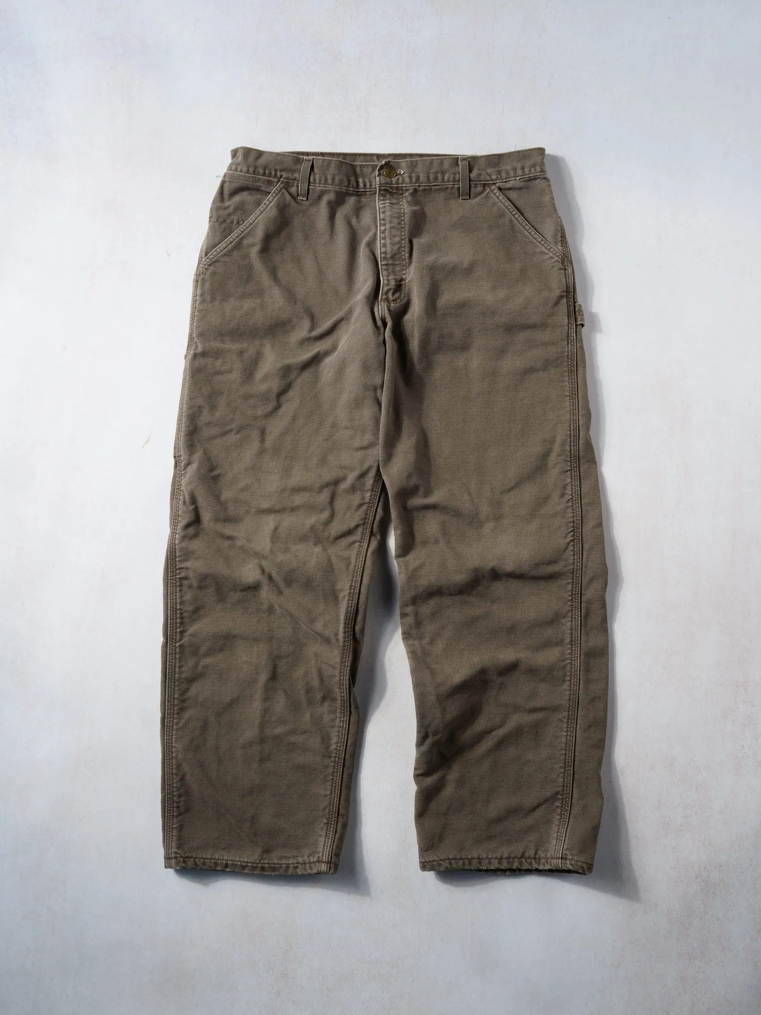 VIntage 90s Washed Brown Carhartt Lined Carpenter Pants (36x30) sold by Rebalance Vintage