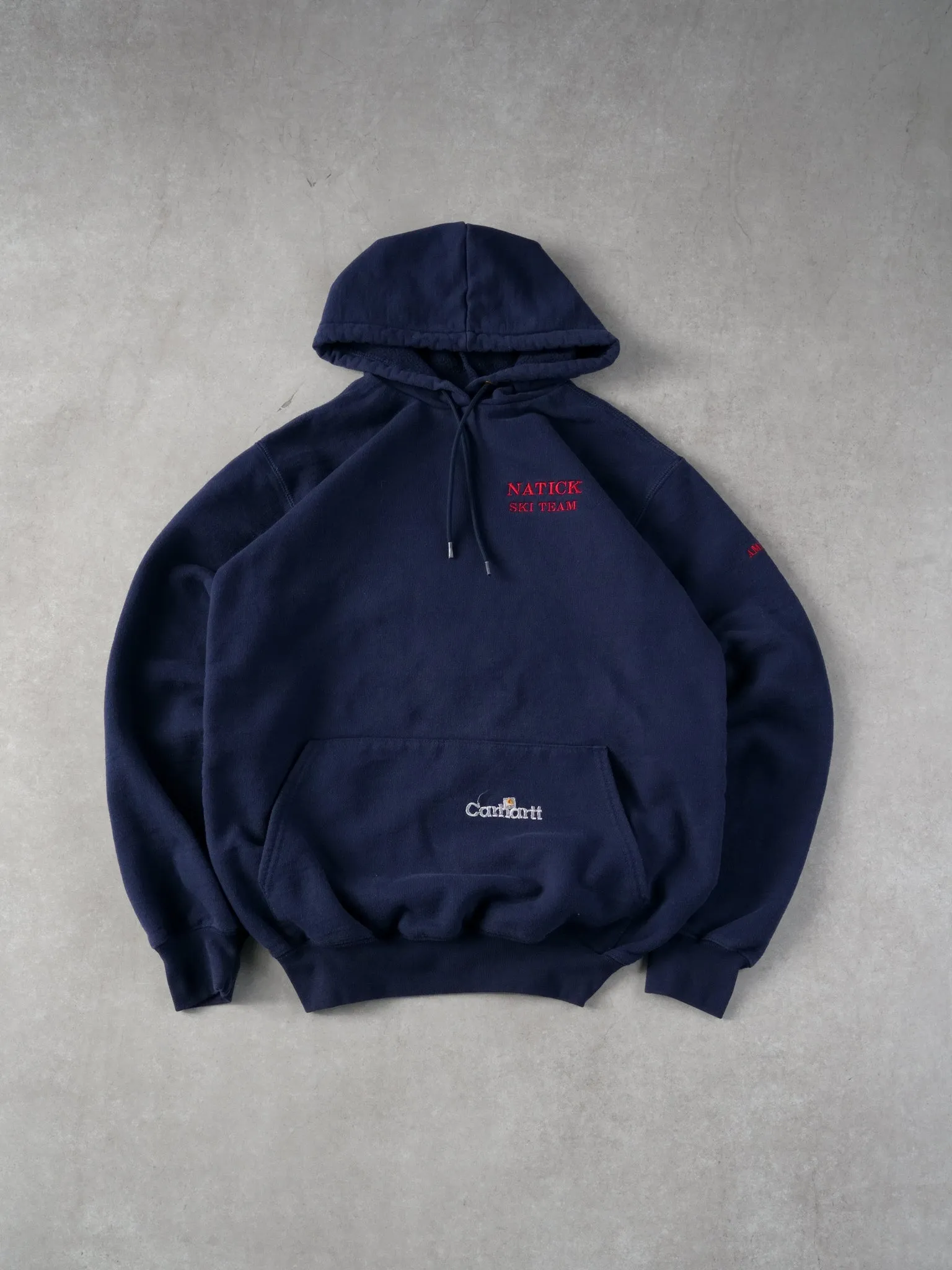 Vintage 90s Navy Blue Carhartt Natick Skii Team Hoodie (M) sold by Rebalance Vintage