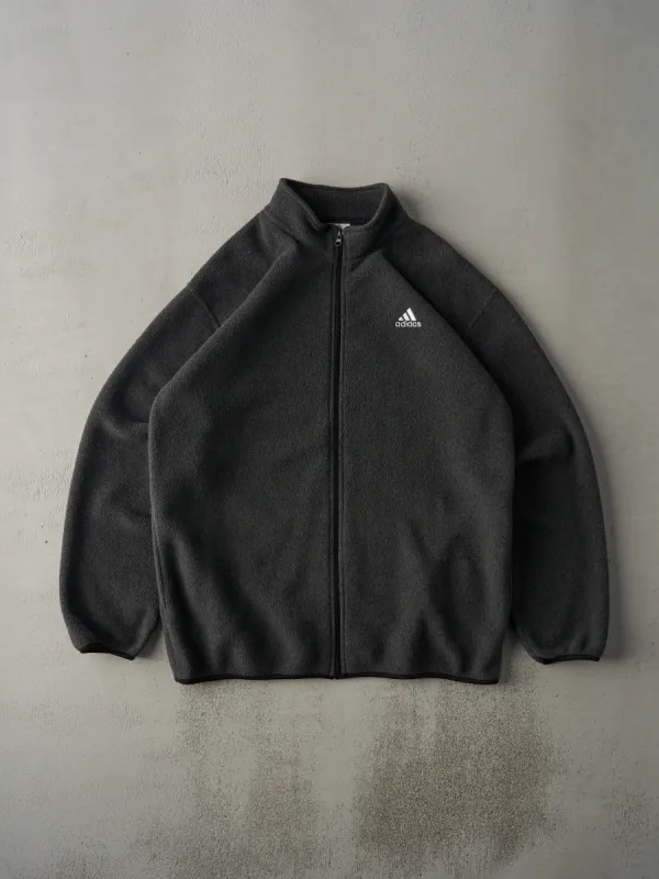Vintage 90s Charcoal Grey Adidas Fleece Zip Up Sweater (L) sold by Rebalance Vintage