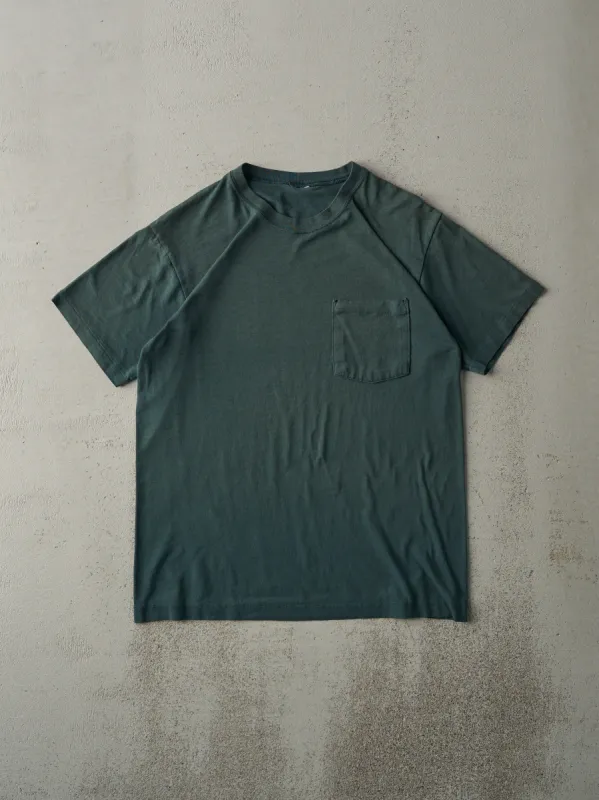 Vintage 90s Forest Green Blank Pocket Tee (S/M) sold by Rebalance Vintage