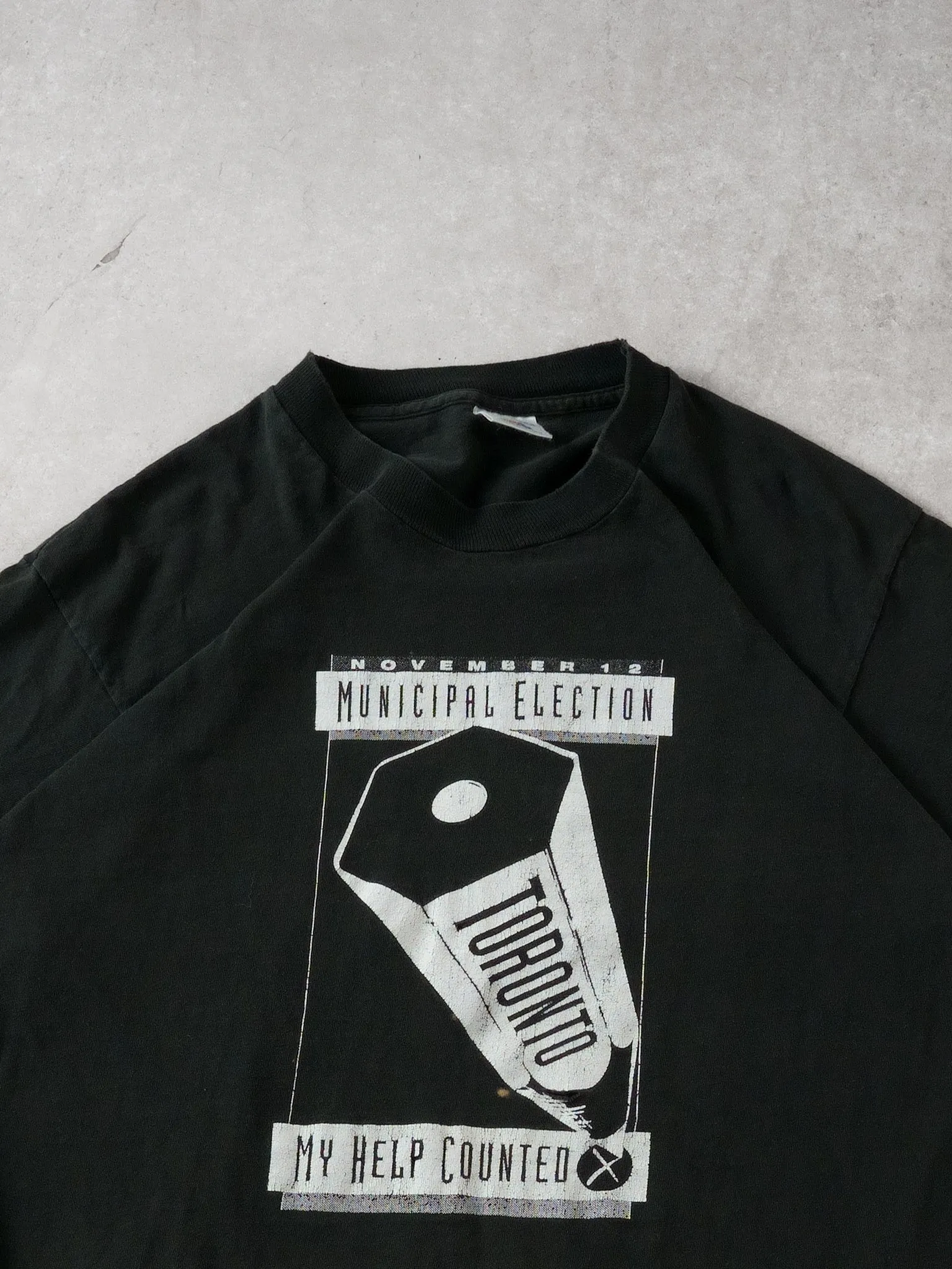 Vintage 90s Black Toronto Election Single Stitch Tee (M) sold by Rebalance Vintage product image thumbnail 2