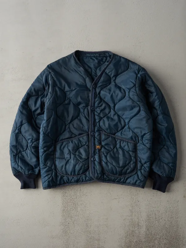 Vintage 80s Navy RARE Blue Alpha Industries Jacket Army Liner (M) sold by Rebalance Vintage
