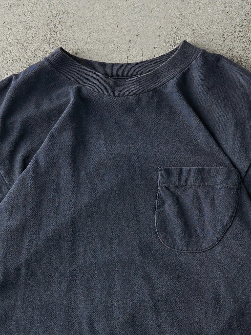 Vintage 80s Navy Blue Blank Single Stitch Pocket Tee (XS) sold by Rebalance Vintage product image thumbnail 2