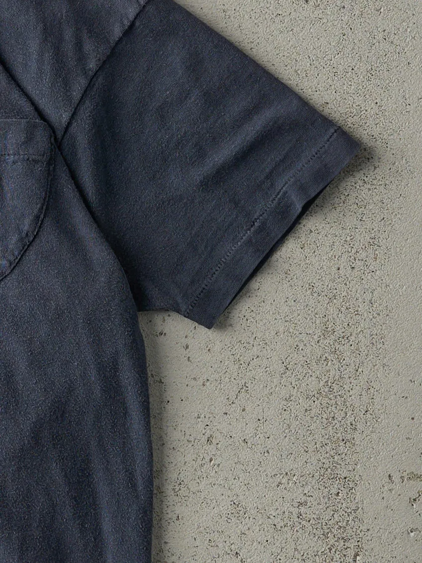 Vintage 80s Navy Blue Blank Single Stitch Pocket Tee (XS) sold by Rebalance Vintage product image thumbnail 3