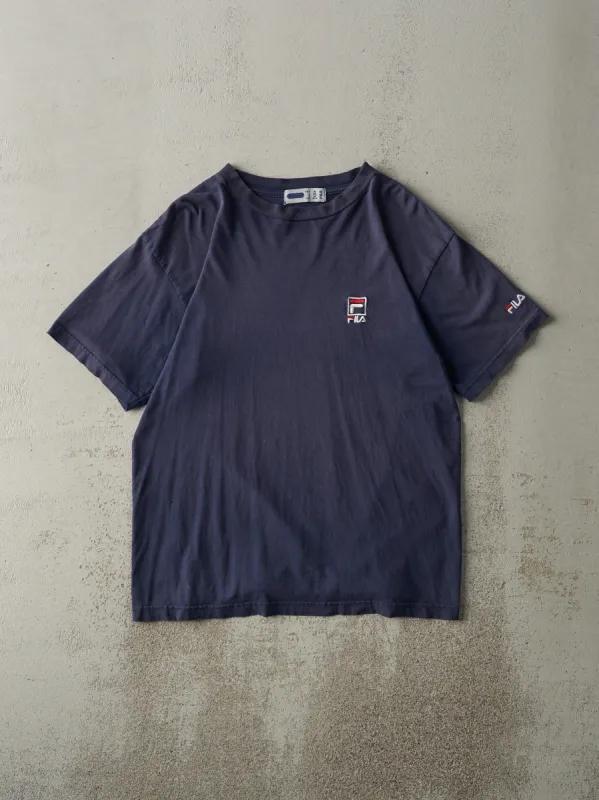 Vintage 90s Navy Blue Fila Embroidered Logo Tee (M) made by Rebalance Vintage
