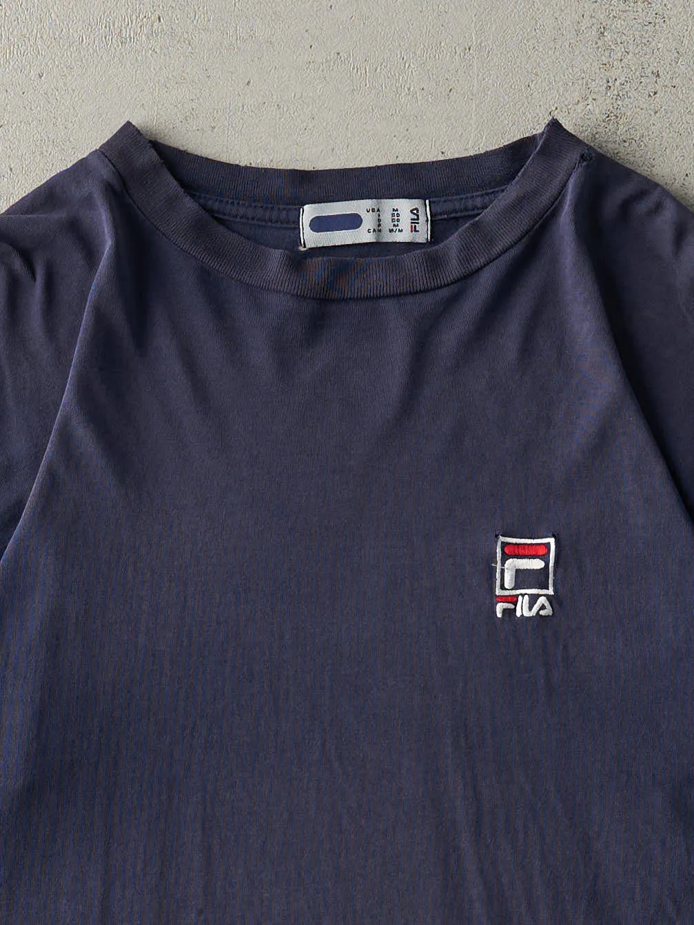 Vintage 90s Navy Blue Fila Embroidered Logo Tee (M) sold by Rebalance Vintage product image thumbnail 2