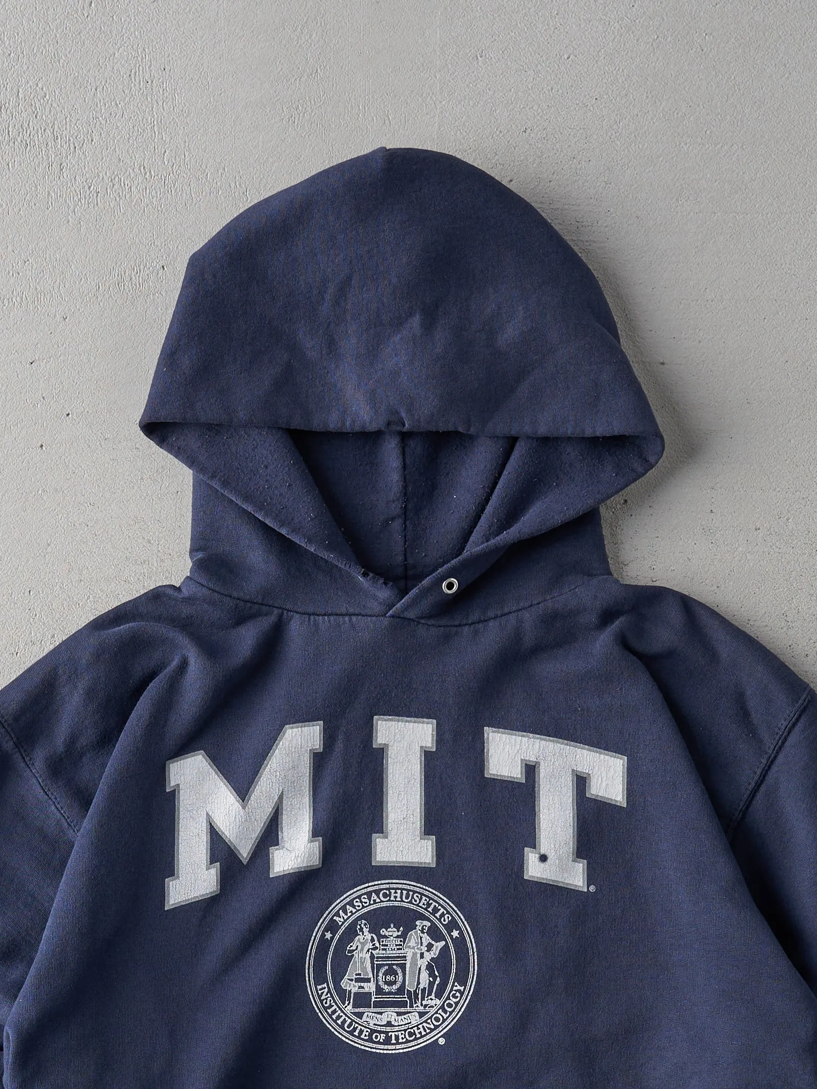 Vintage 90s Navy Blue MIT Hoodie (M) sold by Rebalance Vintage product image thumbnail 2