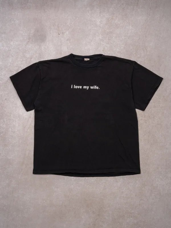 Vintage 90s Black I Love My Wife Tee (M) sold by Rebalance Vintage
