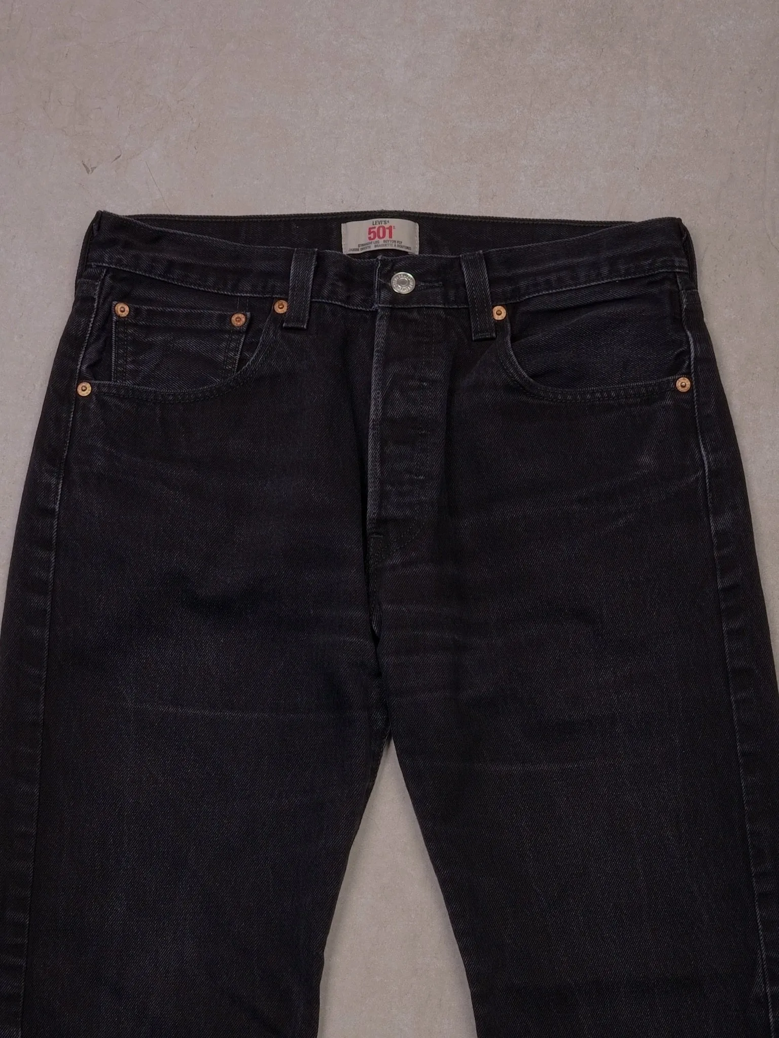 Vintage Black Levi's 501 Straight Leg Button Fly Denim Jeans (32x29) sold by Rebalance Vintage product image thumbnail 3