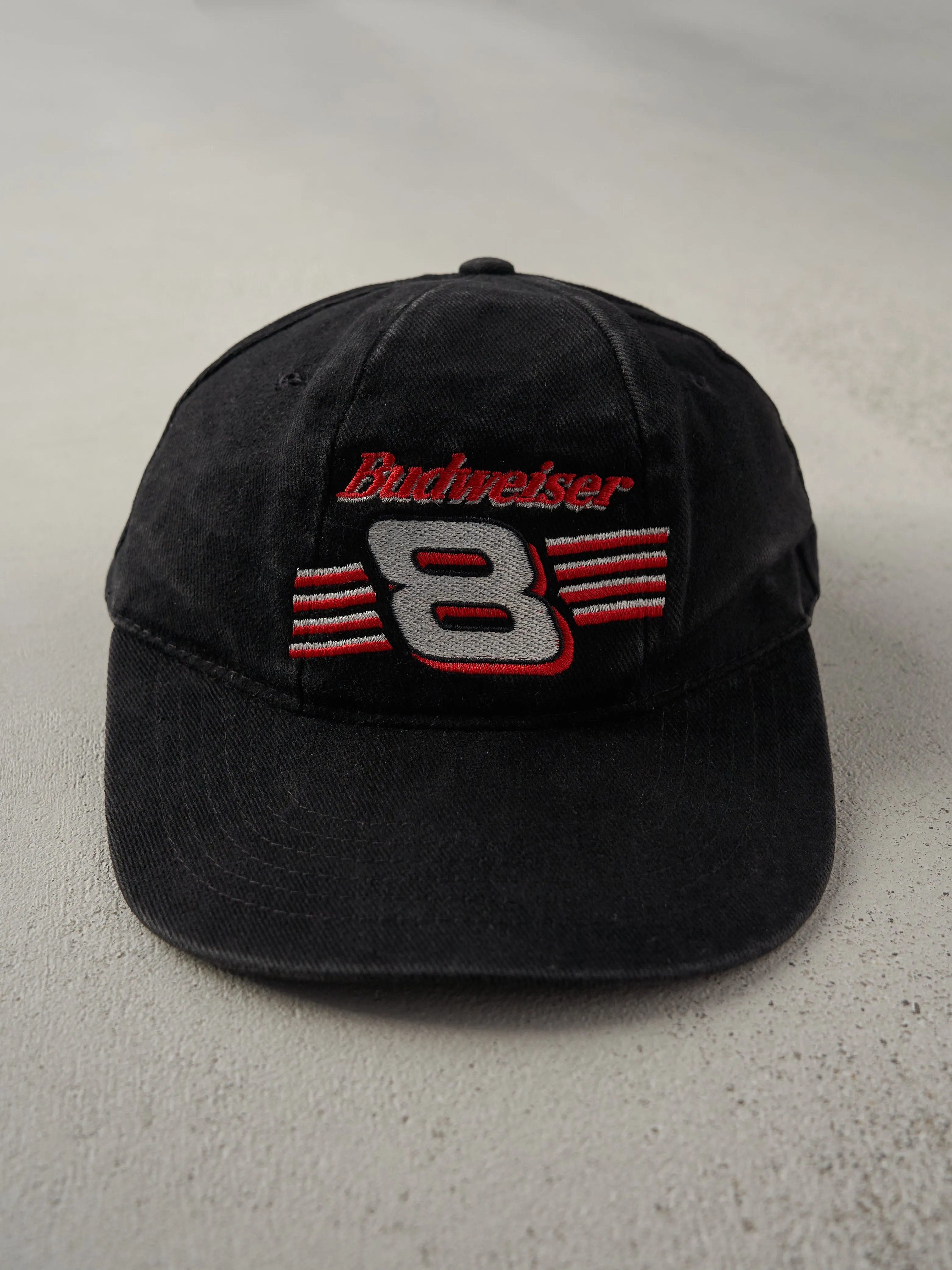Vintage 90s Black Budweiser Dale Earnhardt Nascar Racing Strap Back sold by Rebalance Vintage