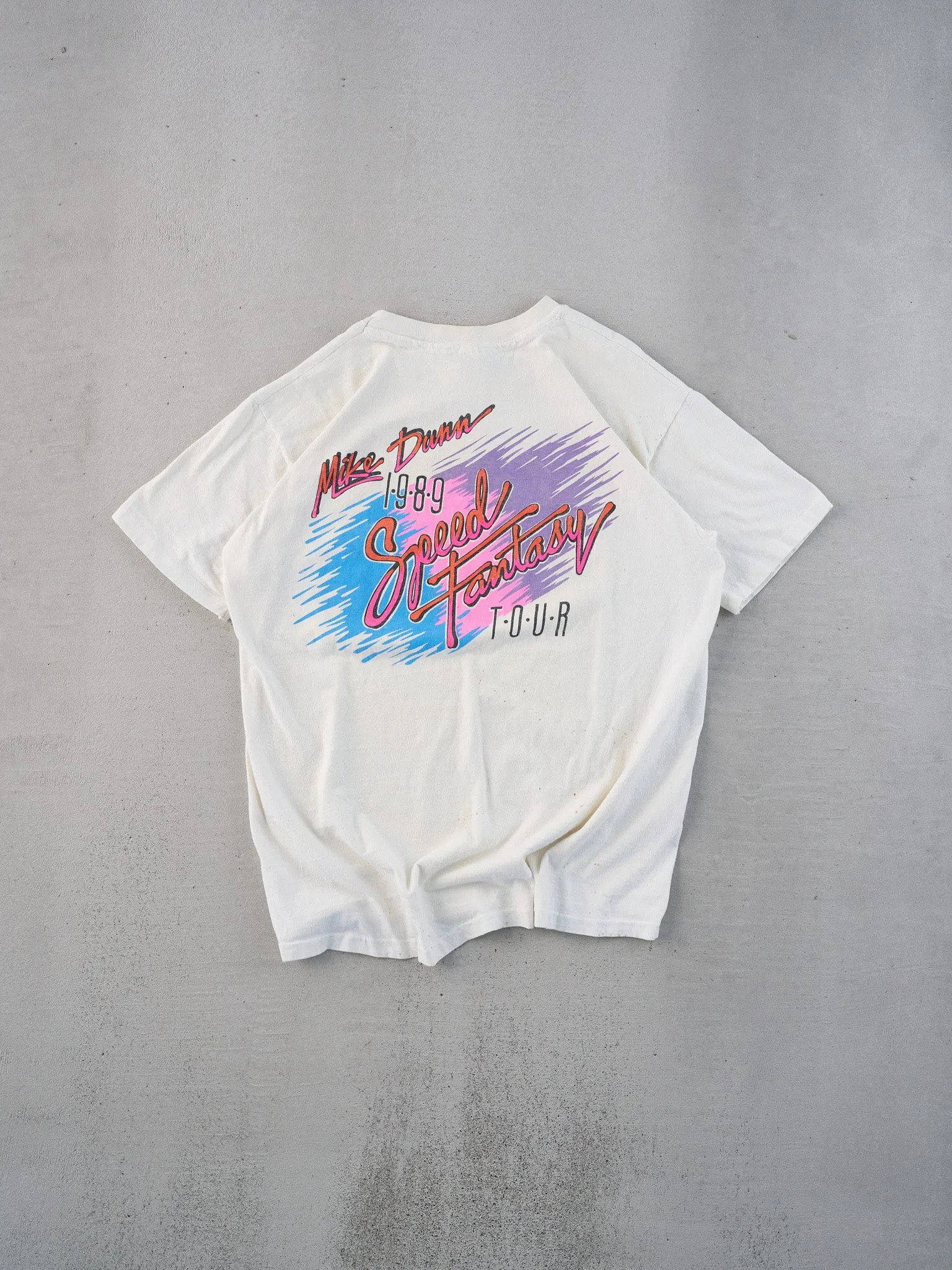 Vintage 89' White Single Stitched Mike Dann Pisano Racing Graphic Tee (M) sold by Rebalance Vintage product image thumbnail 2
