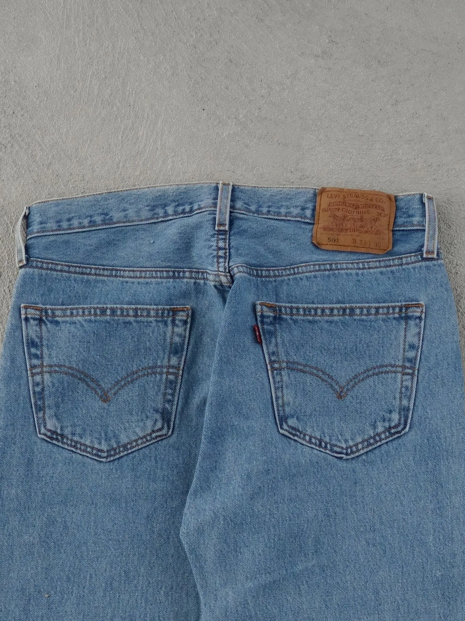 Vintage 90s Light Washed Blue Levi's 501 Denim Jeans (33x30) sold by Rebalance Vintage product image thumbnail 4