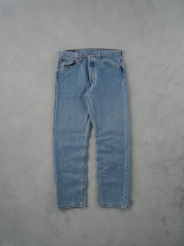 Vintage 90s Light Washed Blue Levi's 501 Denim Jeans (33x30) sold by Rebalance Vintage