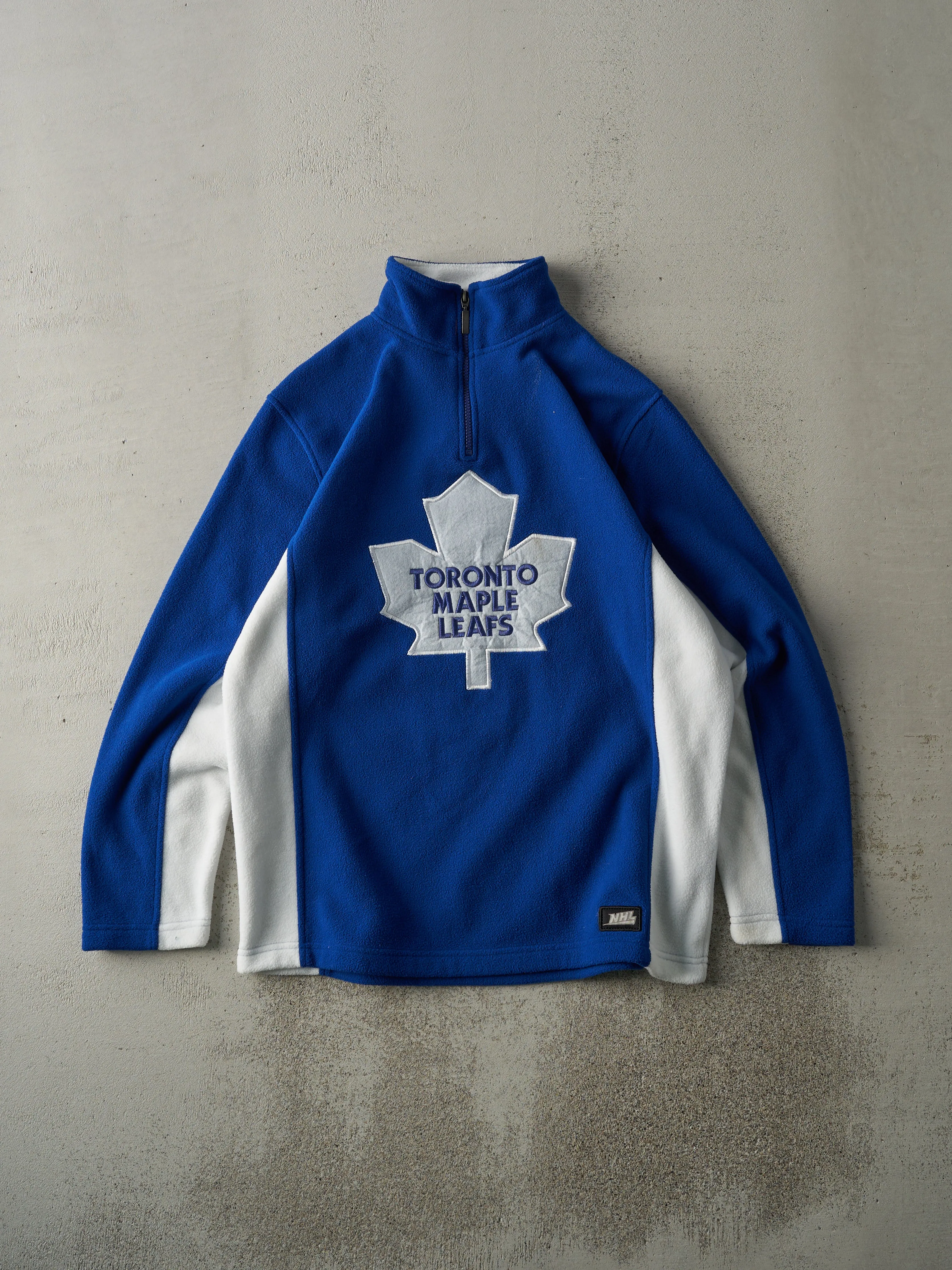 Vintage Y2K Blue & White Toronto Maple Leafs Fleece Quarter Zip Sweater (M/L) sold by Rebalance Vintage