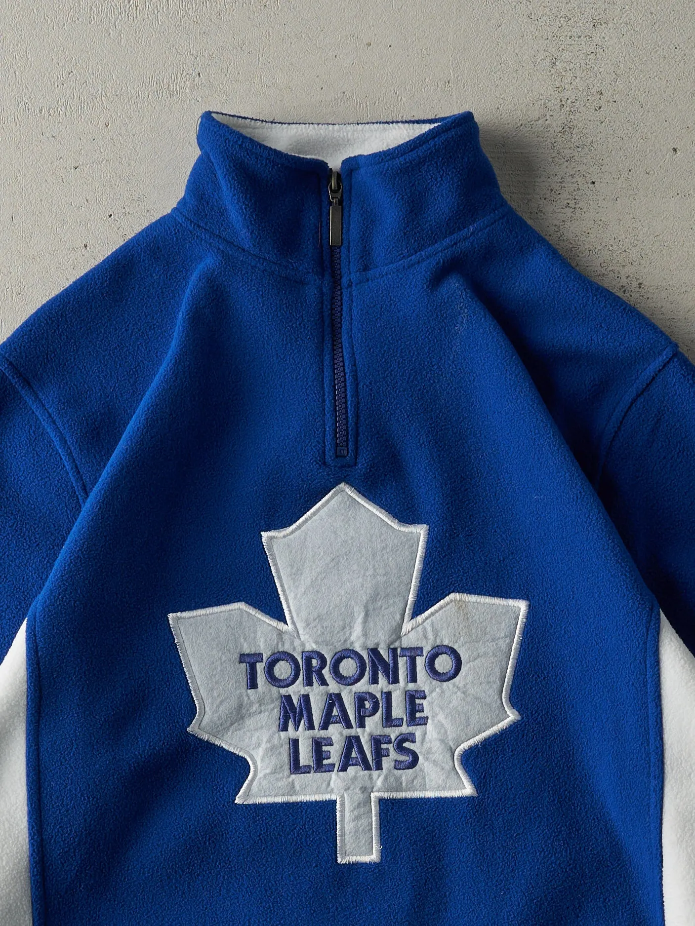 Vintage Y2K Blue & White Toronto Maple Leafs Fleece Quarter Zip Sweater (M/L) sold by Rebalance Vintage product image thumbnail 2
