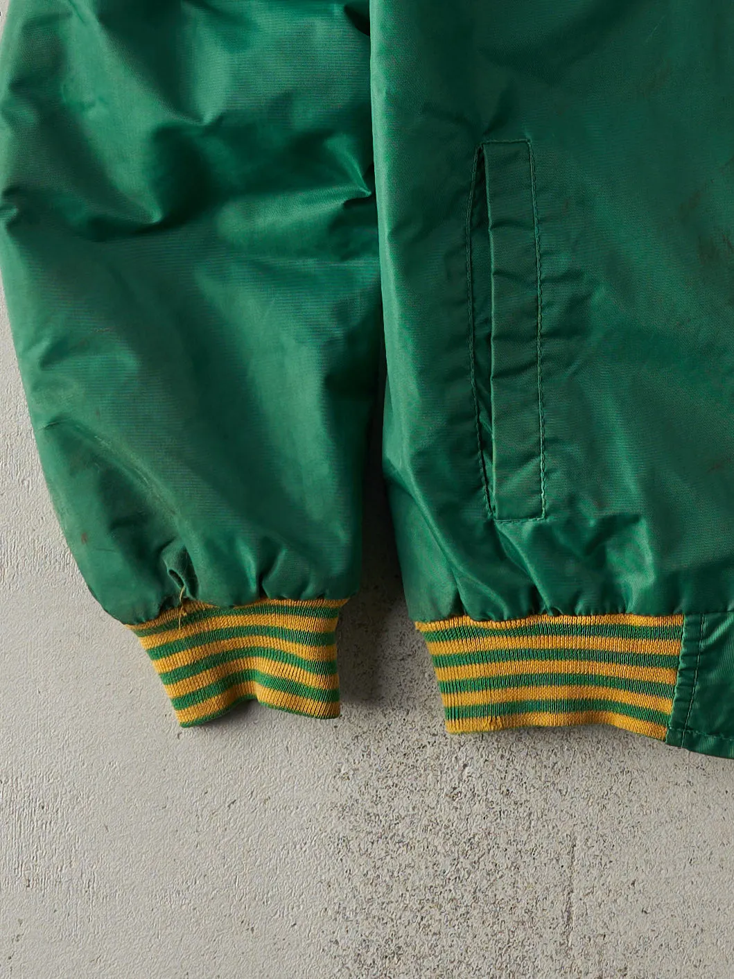 Vintage 70s Green and Yellow Varsity Baseball Jacket (S) sold by Rebalance Vintage product image thumbnail 3
