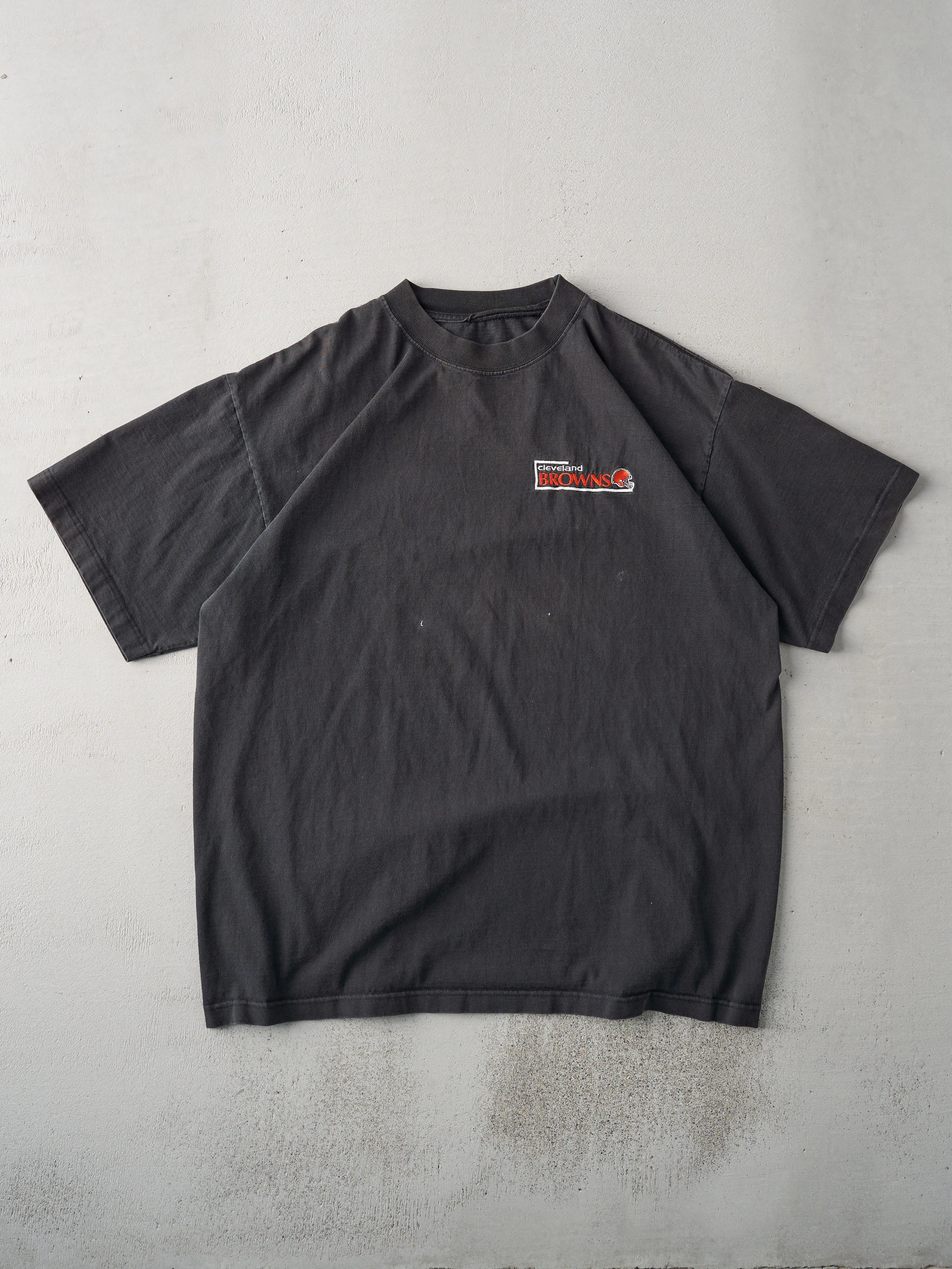 Vintage 90s Faded Black Cleveland Browns Tee (L/XL) sold by Rebalance Vintage