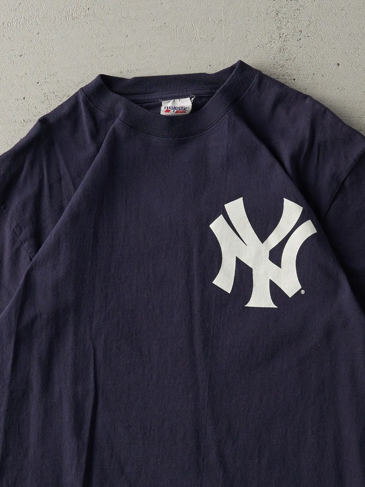 Vintage Y2K Navy Blue New York Yankees Fan Tee (S/M) sold by Rebalance Vintage product image thumbnail 3