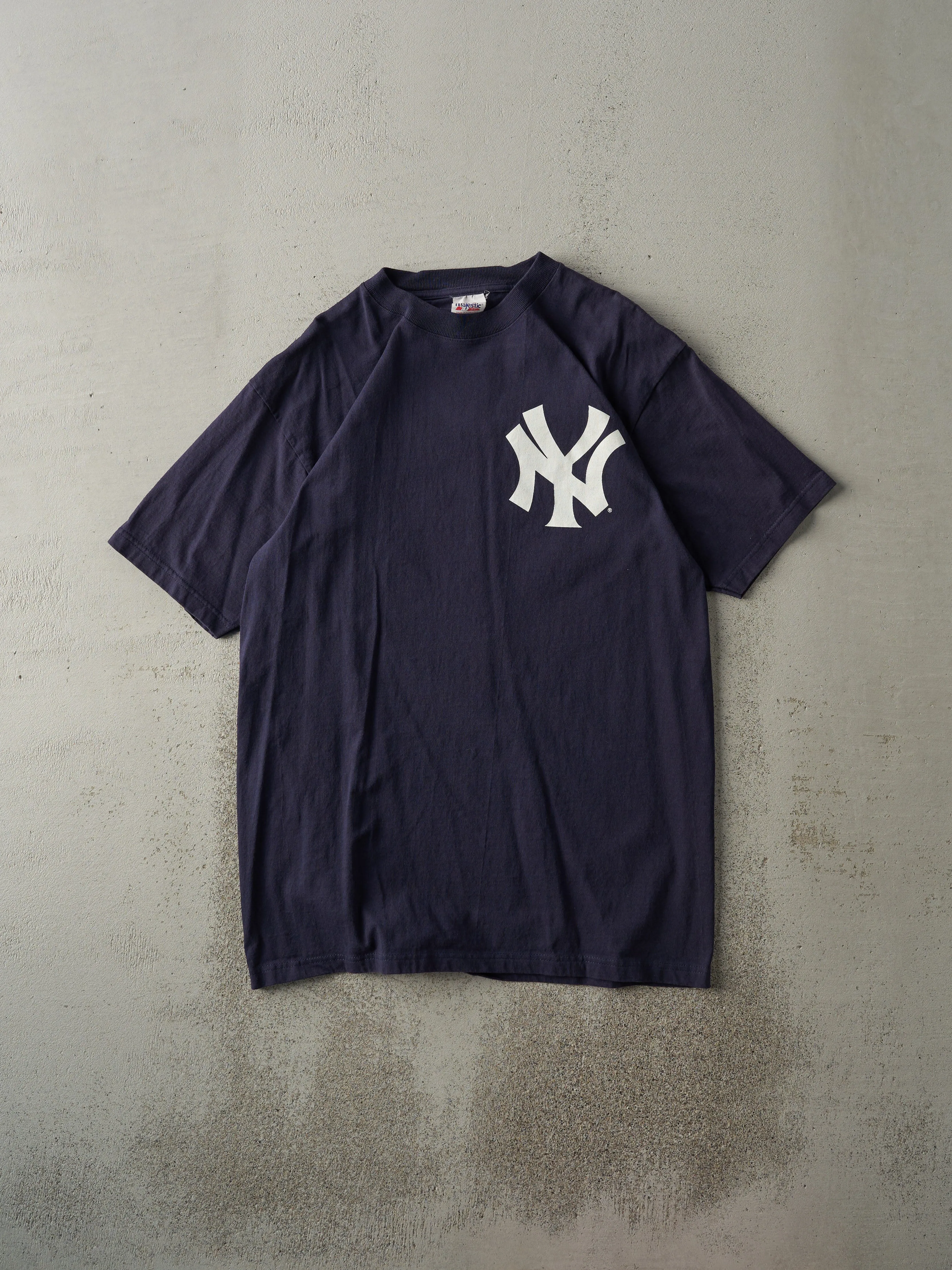 Vintage Y2K Navy Blue New York Yankees Fan Tee (S/M) sold by Rebalance Vintage