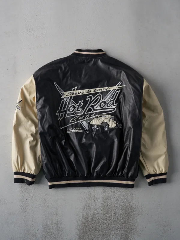 Vintage 90s Black and Beige Hot Rod Cafe Varsity Jacket (L) sold by Rebalance Vintage