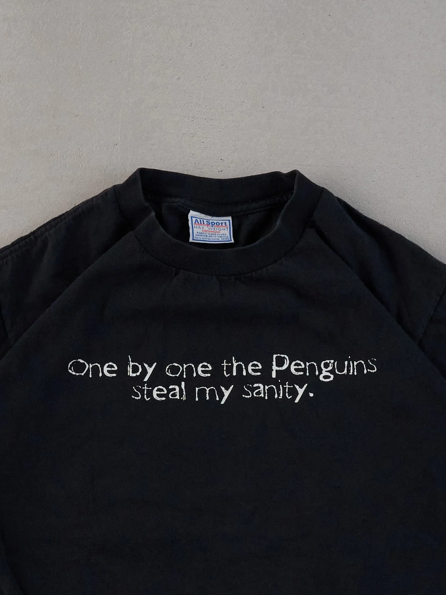 Vintage 90s Washed Black Single Stitched One By One The Penguins Steal My Sanity Tee (M) sold by Rebalance Vintage product image thumbnail 2