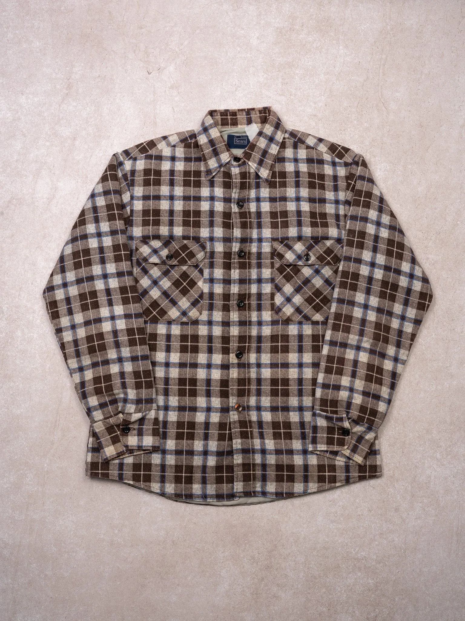 Vintage 70s Brown + Grey Sears Insulated Plaid Light Jacket (M) sold by Rebalance Vintage