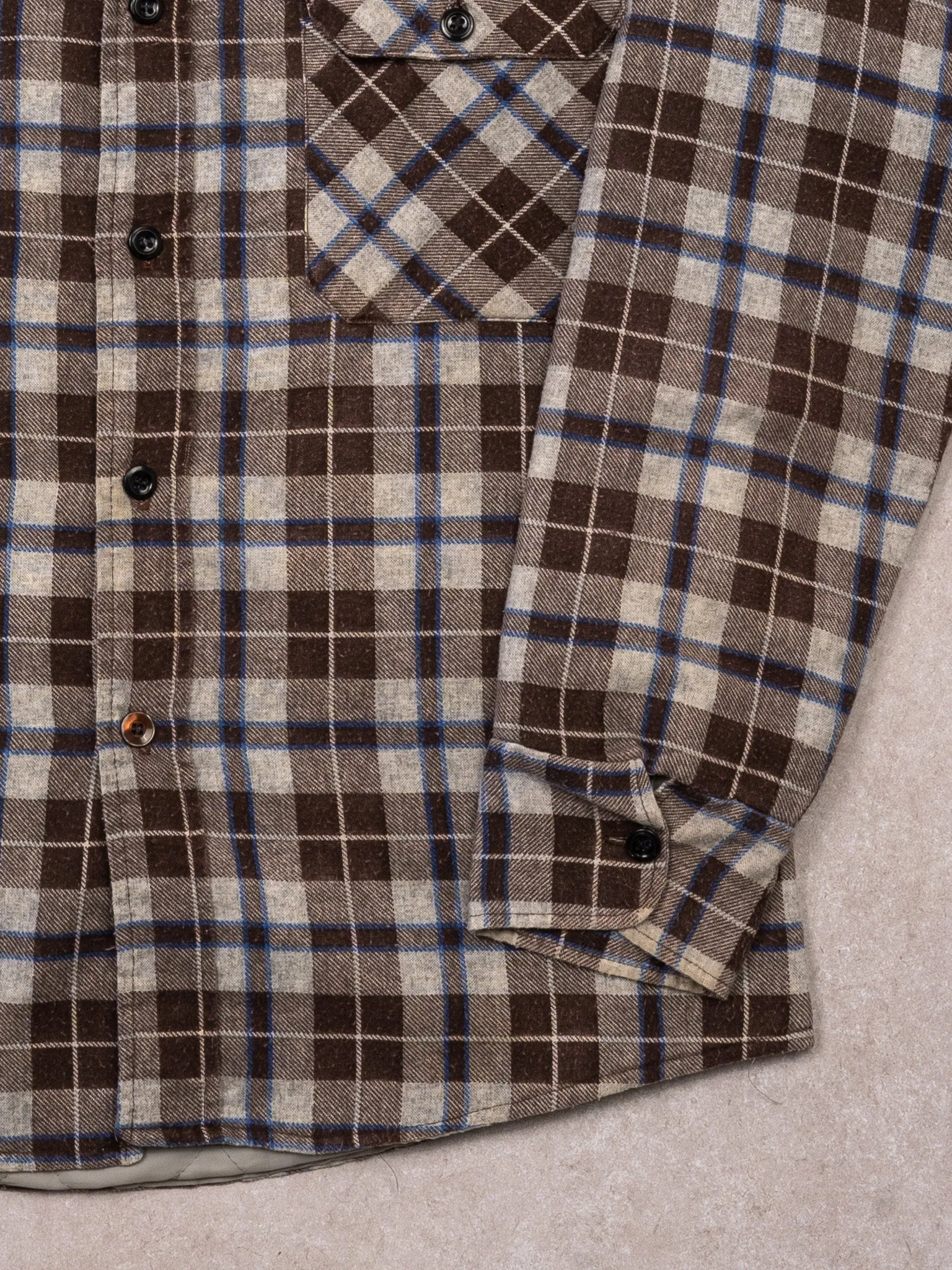 Vintage 70s Brown + Grey Sears Insulated Plaid Light Jacket (M) sold by Rebalance Vintage product image thumbnail 3