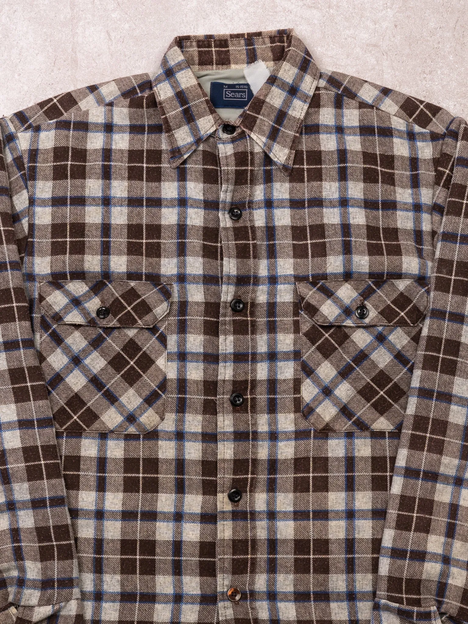 Vintage 70s Brown + Grey Sears Insulated Plaid Light Jacket (M) sold by Rebalance Vintage product image thumbnail 2