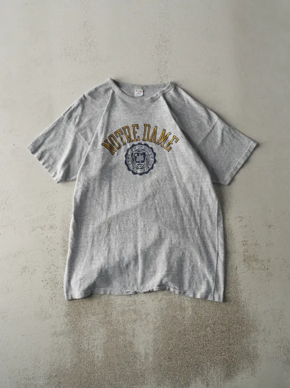 Vintage 80s Grey Notre Dame University Tee (M/L) made by Rebalance Vintage