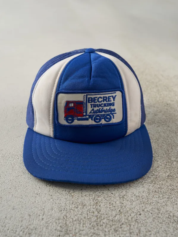 Vintage 80s Blue & White Becrey Trucking Foam Trucker Hat sold by Rebalance Vintage