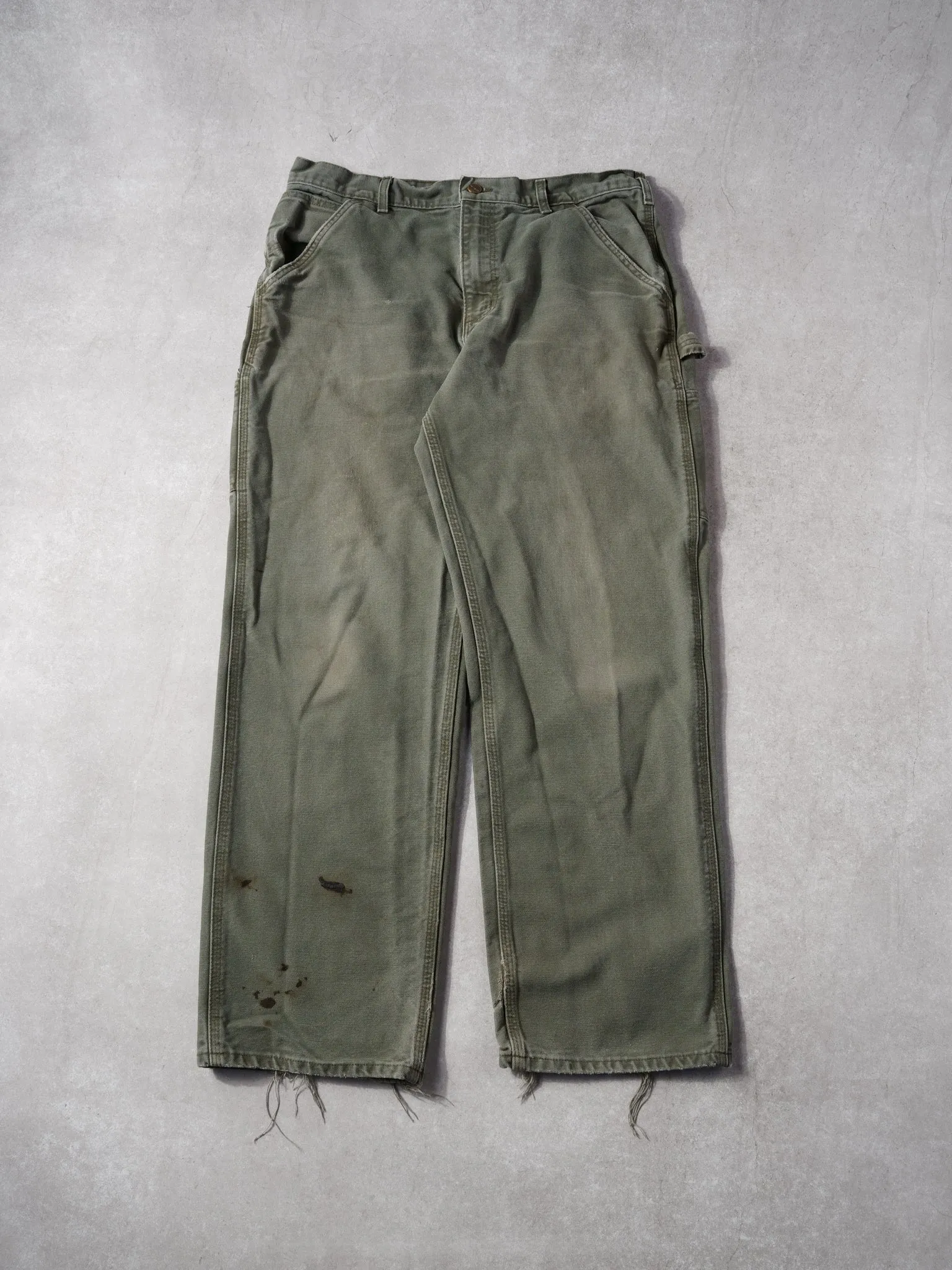 Vintage 90s Washed Sage Green Carhartt Carpenter Pants (34x31) sold by Rebalance Vintage