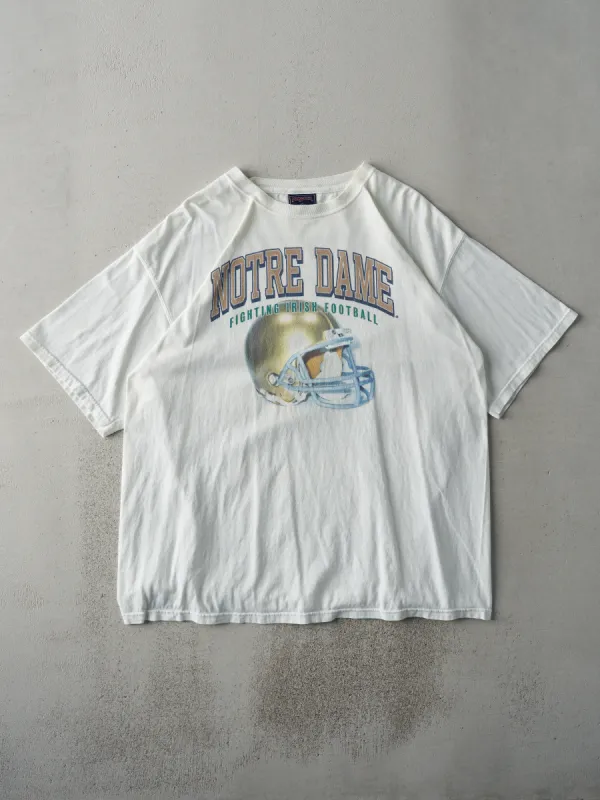 Vintage 07' White Notre Dame Fighting Irish Football Tee (L) made by Rebalance Vintage