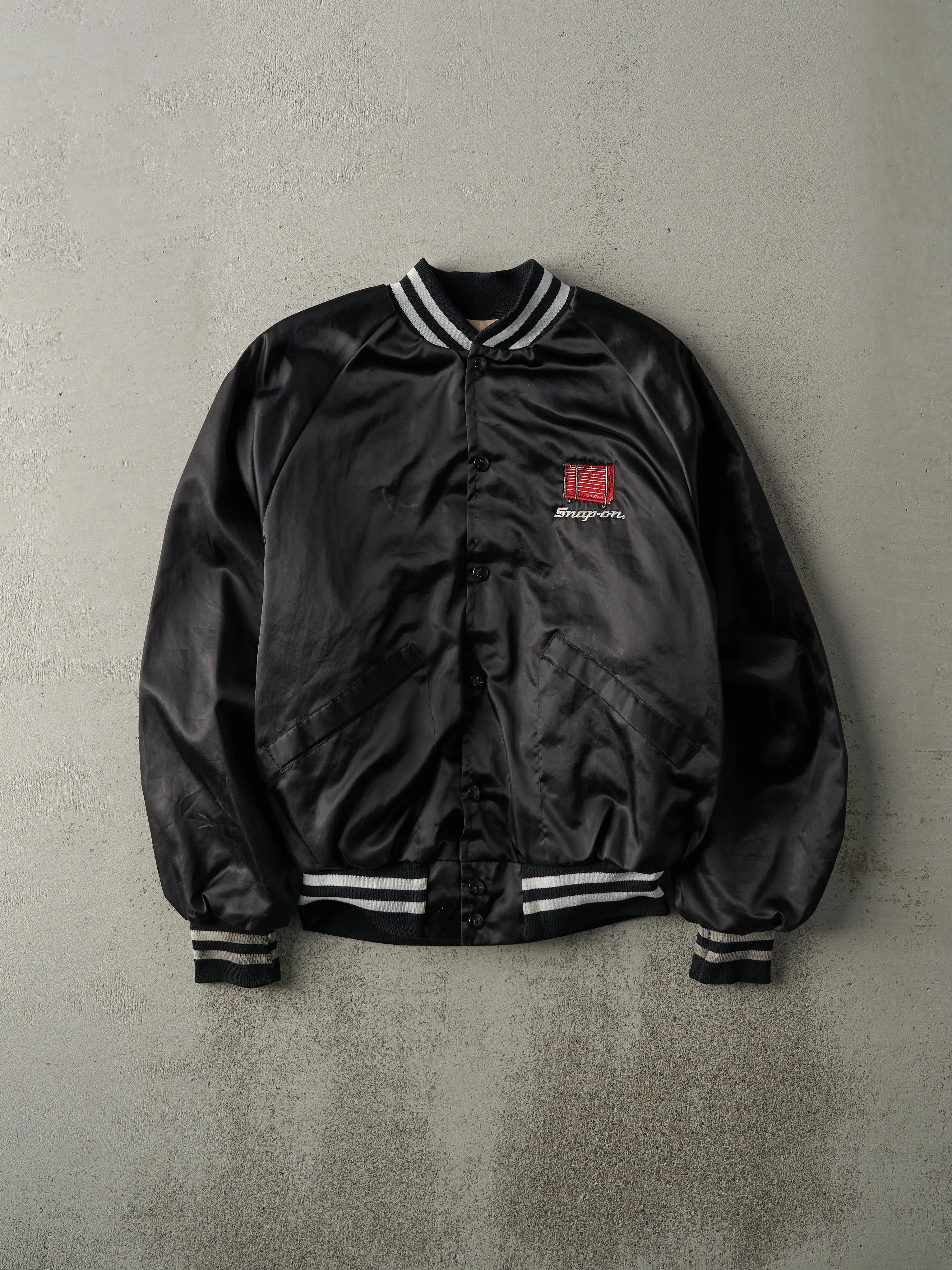 Vintage 80s Black Snap-On Nylon Bomber Jacket (S/M) sold by Rebalance Vintage product image thumbnail 2