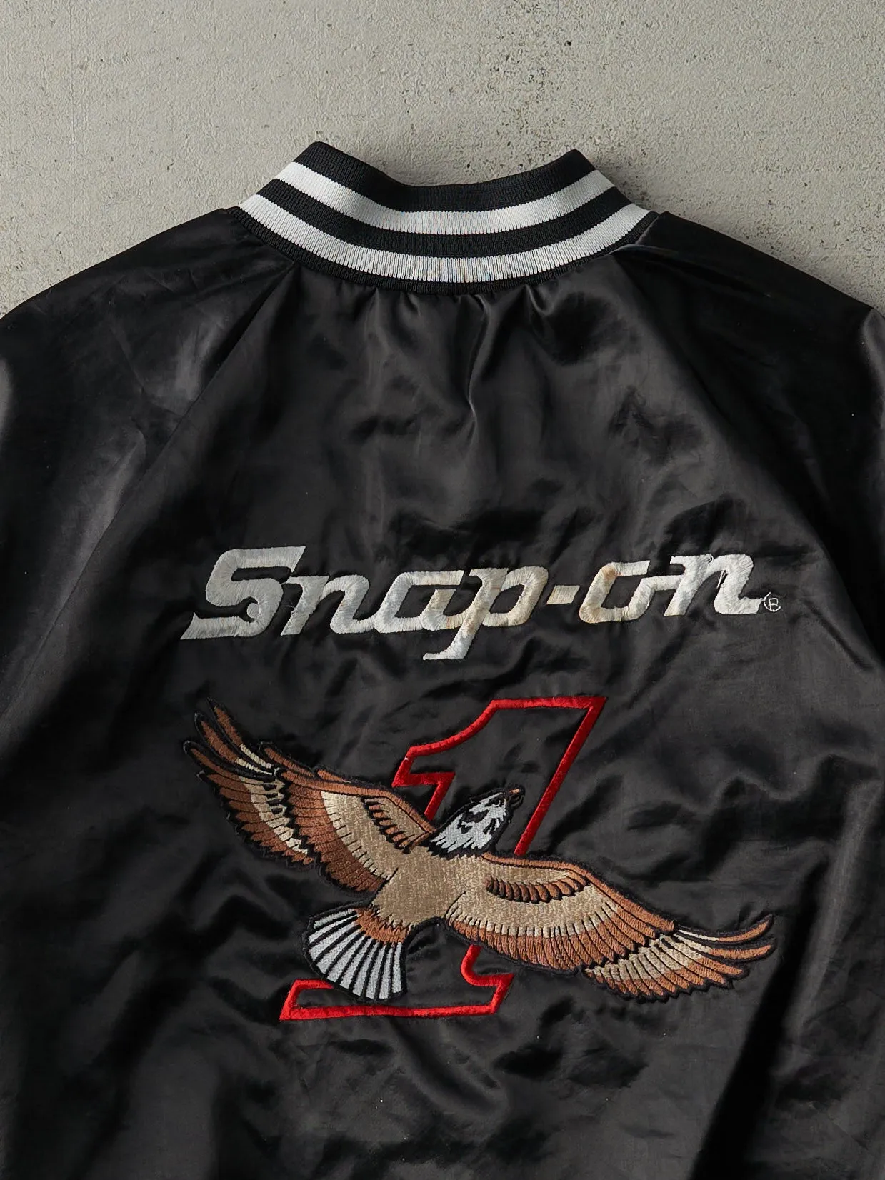 Vintage 80s Black Snap-On Nylon Bomber Jacket (S/M) sold by Rebalance Vintage product image thumbnail 4