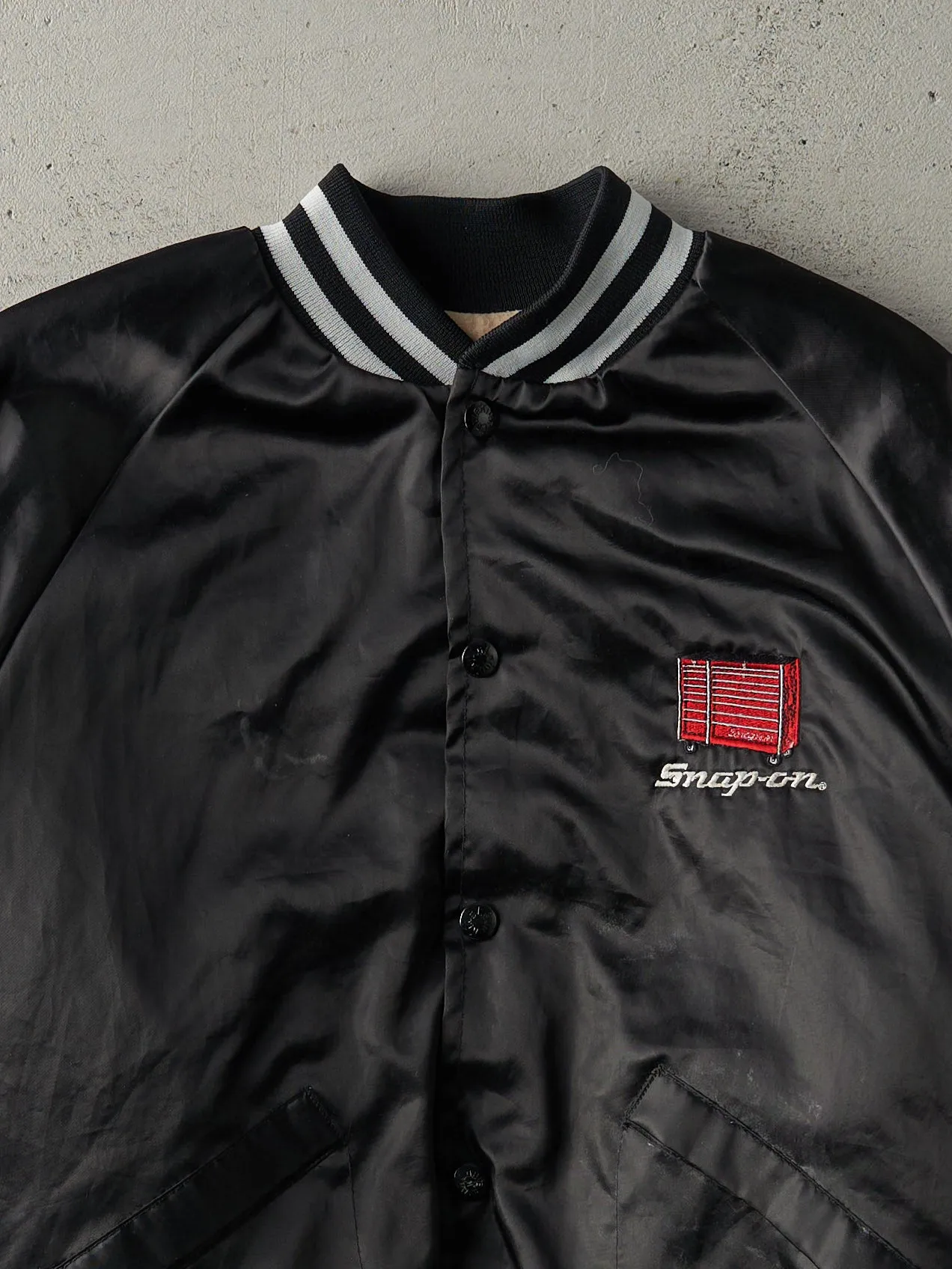 Vintage 80s Black Snap-On Nylon Bomber Jacket (S/M) sold by Rebalance Vintage product image thumbnail 3