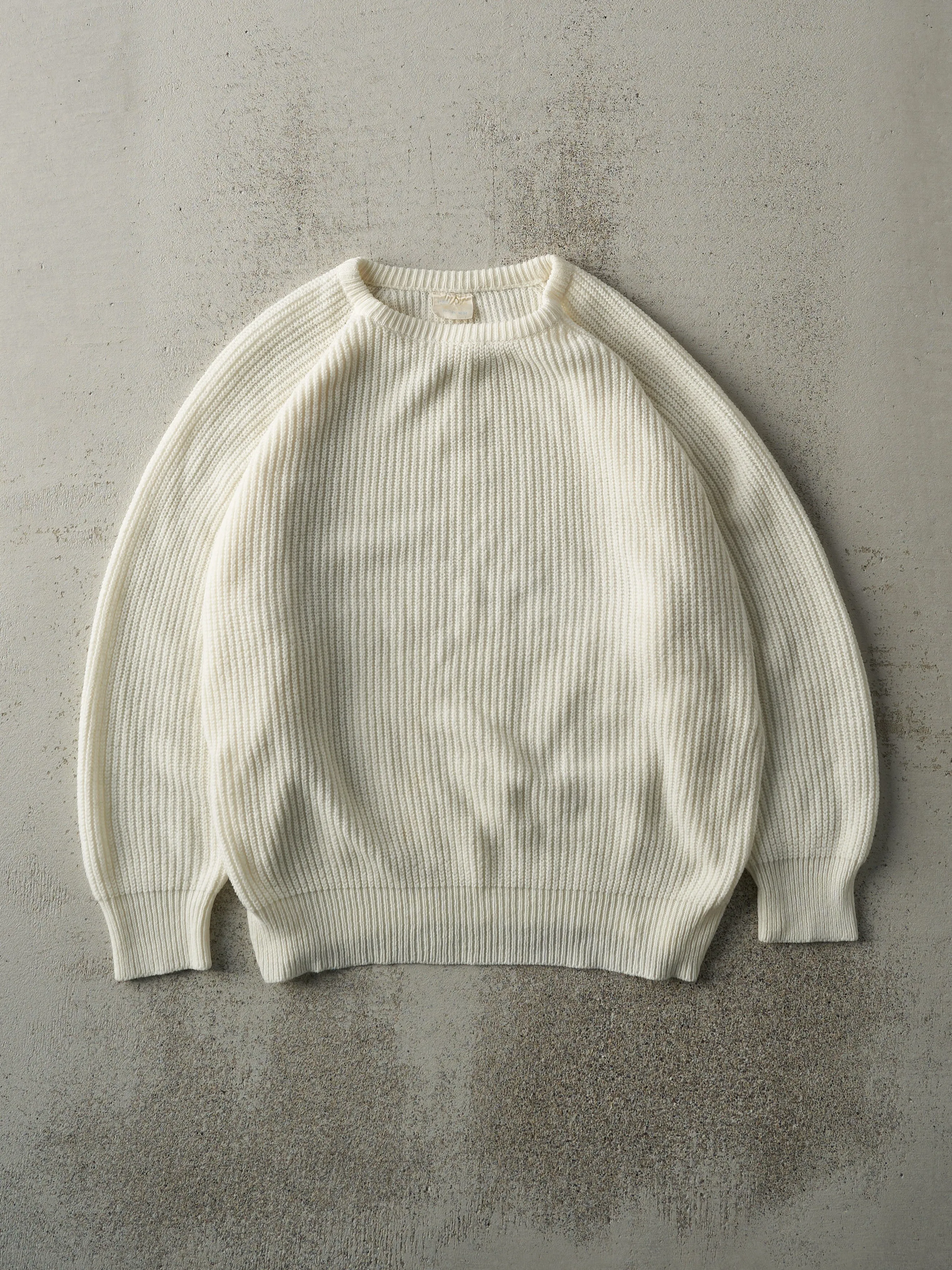 Vintage 80s Cream Fisherman Knit Pullover (M) sold by Rebalance Vintage