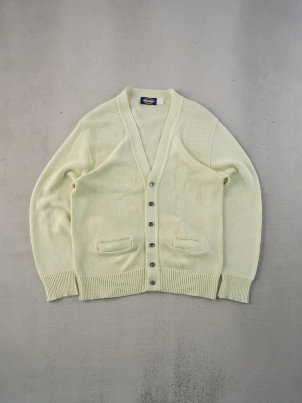 Vintage 70s Light Yellow Towncraft Knit Cardigan (M) sold by Rebalance Vintage