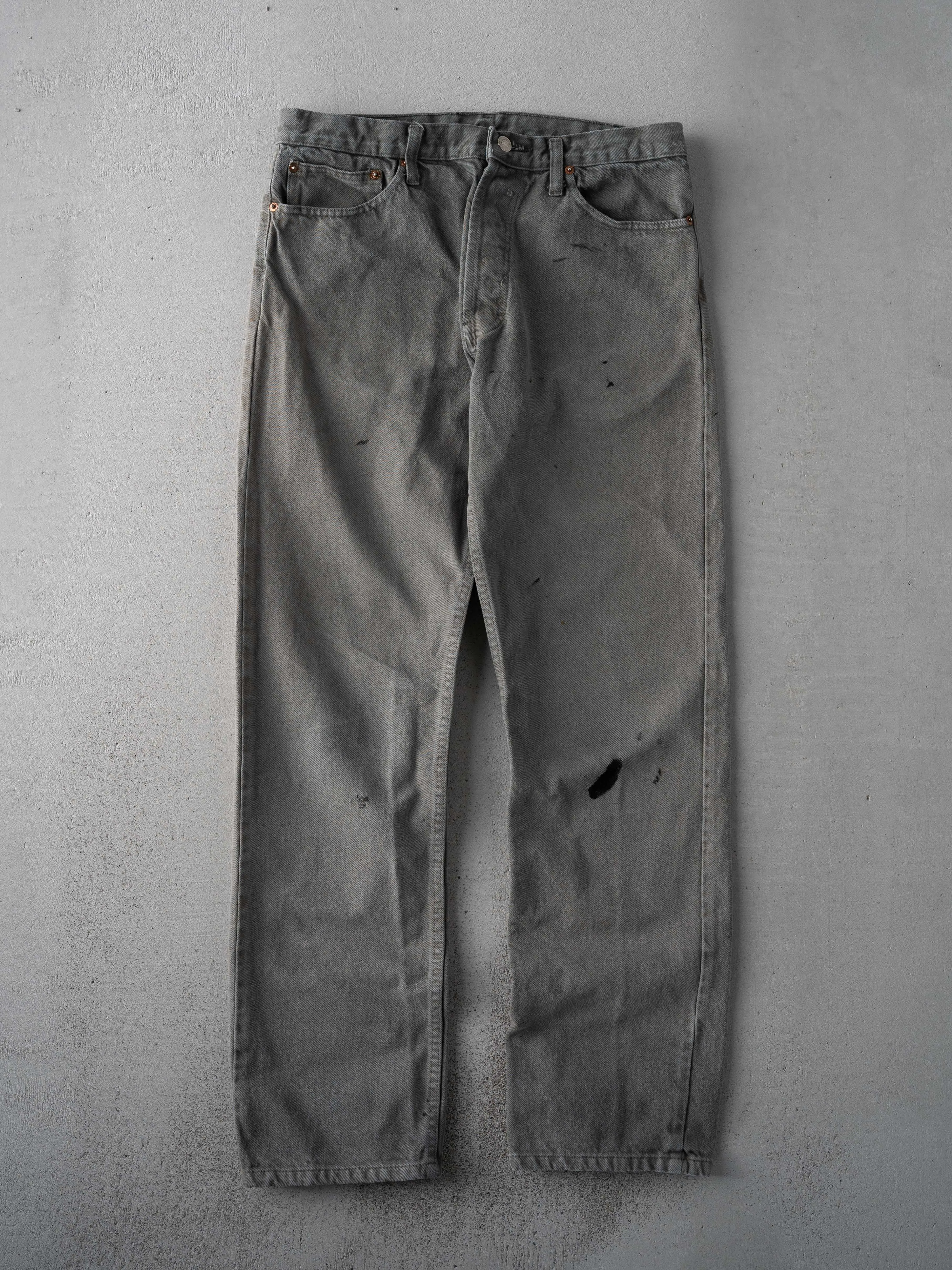 Vintage 90s Washed Grey 501 Paint Stained Denim Jeans (32 x 30) sold by Rebalance Vintage