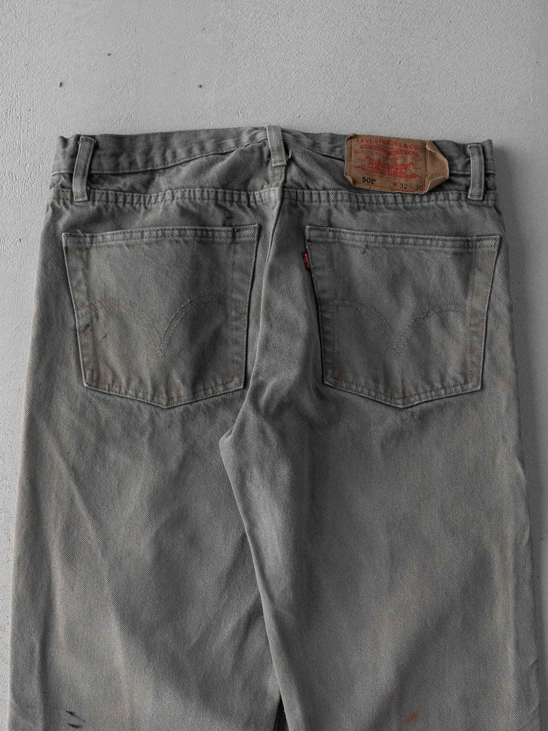 Vintage 90s Washed Grey 501 Paint Stained Denim Jeans (32 x 30) sold by Rebalance Vintage product image thumbnail 3