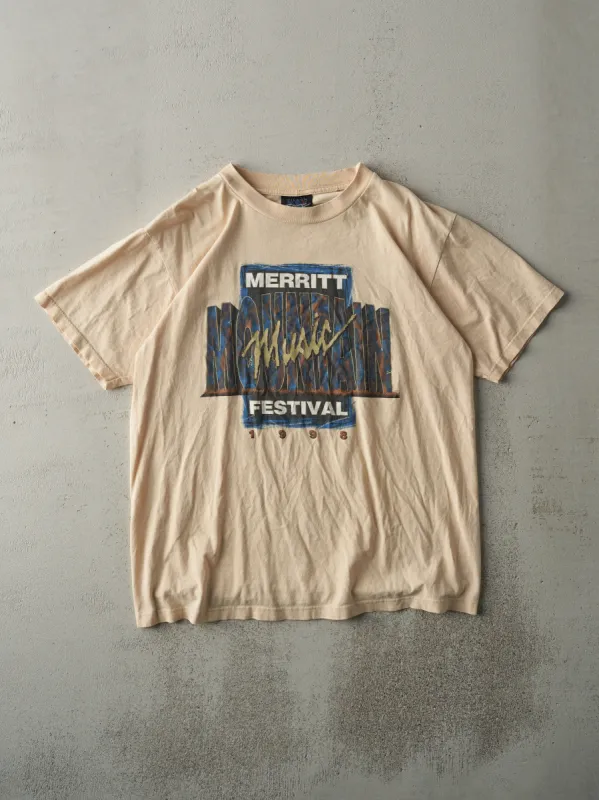 Vintage 98' Beige Merritt Mountain Music Festival Tee (M) sold by Rebalance Vintage
