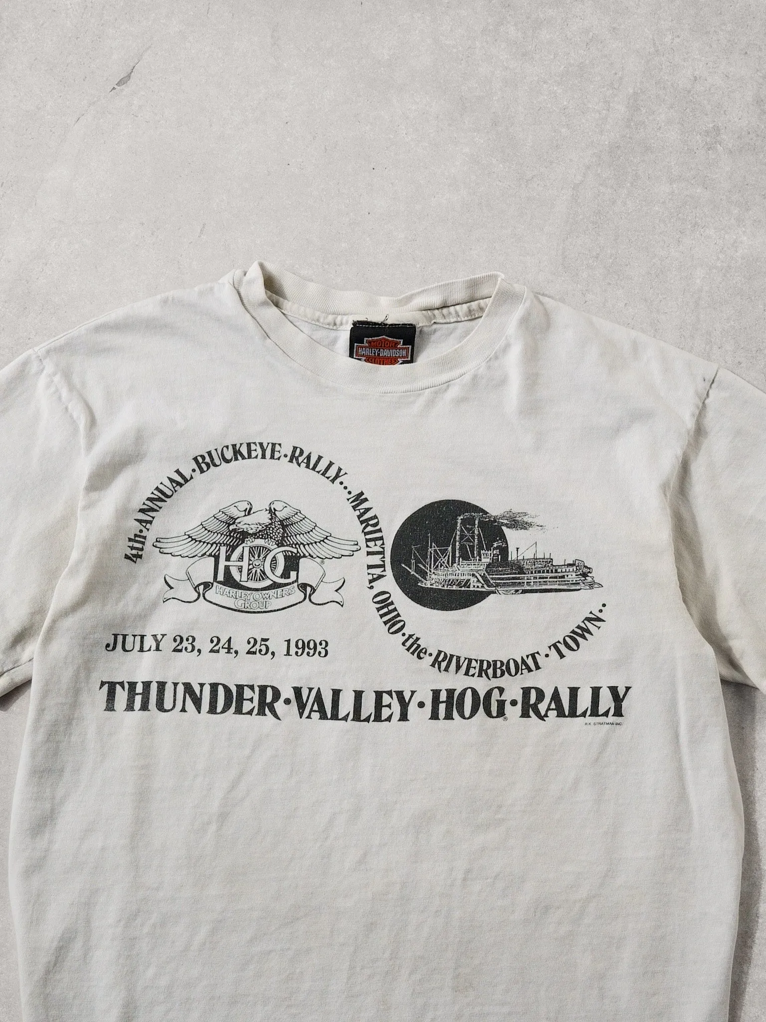 Vintage 93' White 4th Annual Buckeye Rally Marietta Ohio Harley Davidson Tee (S) sold by Rebalance Vintage product image thumbnail 3