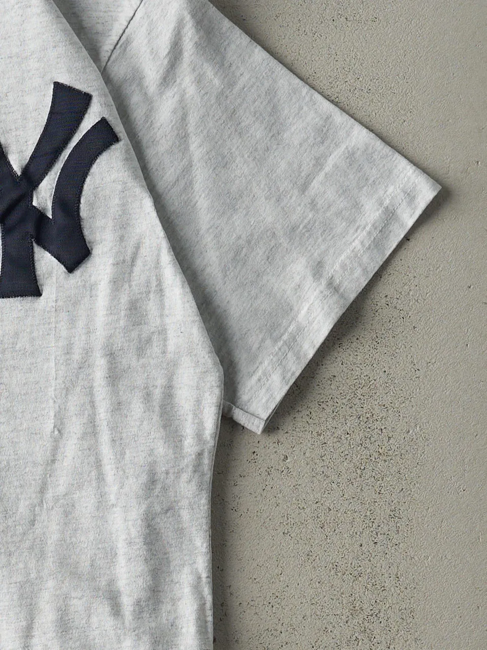 Vintage 90s Heather Grey New York Yankees Button Up Tee (S) sold by Rebalance Vintage product image thumbnail 3