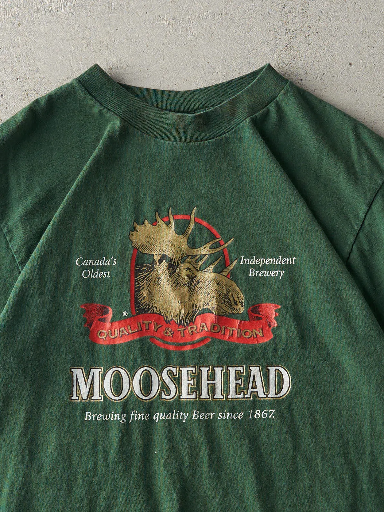 Vintage 90s Forest Green Moosehead Lager Tee (M) sold by Rebalance Vintage product image thumbnail 2