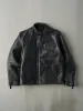 Vintage 80s Black Unik International Leather Biker Jacket (L) sold by Rebalance Vintage