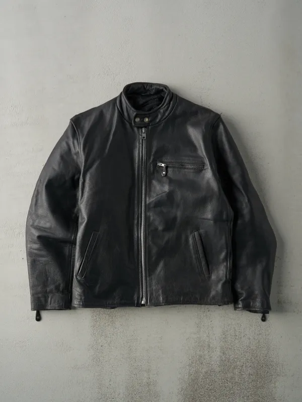 Vintage 80s Black Unik International Leather Biker Jacket (L) sold by Rebalance Vintage