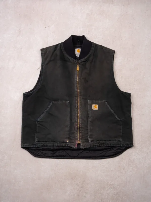Vintage Washed Black Carhartt Insulated Duck Vest (L/XL) sold by Rebalance Vintage