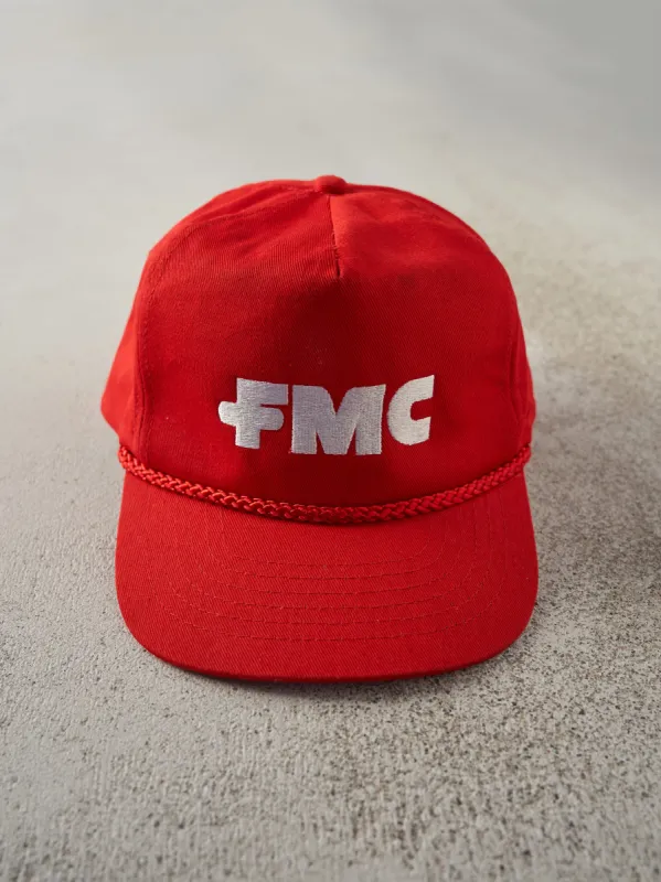 Vintage 80s Red Embroidered FMC Double Snap Snapback Hat sold by Rebalance Vintage